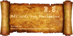 Mészáros Benjamina névjegykártya